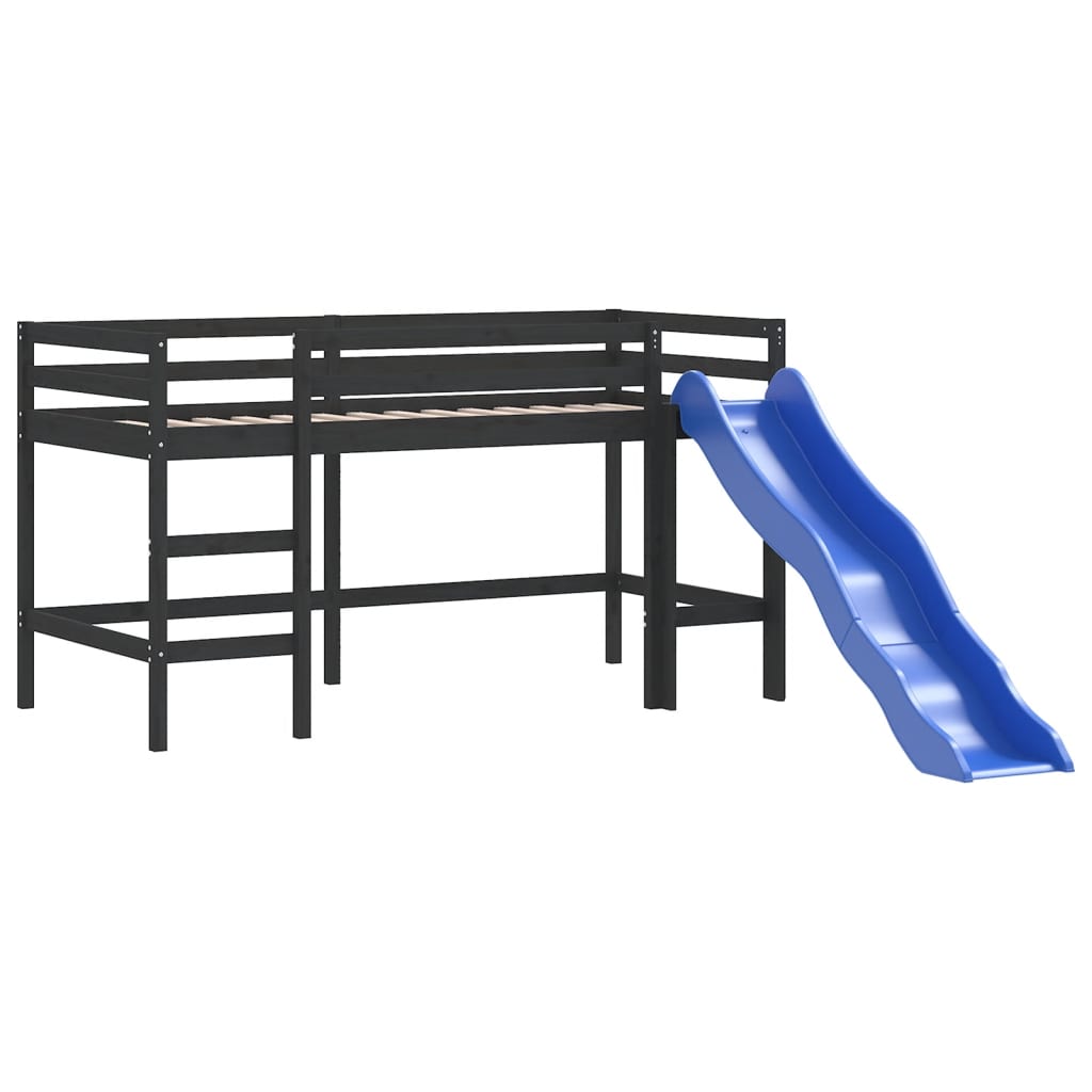 Lit mezzanine enfants avec tunnel sans matelas bleu 80x200 cm - XIOS