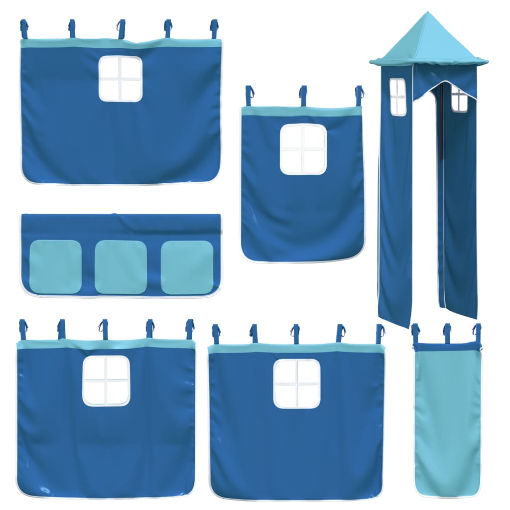 Lit mezzanine enfants avec tour sans matelas bleu 80x200 cm - XIOS