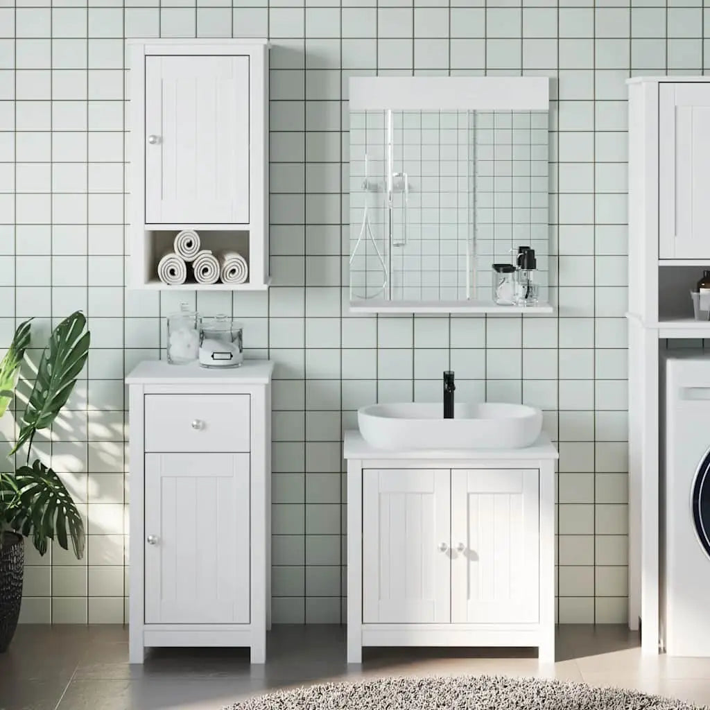 Meubles de salle de bain 3 pcs BERG blanc bois de pin massif - XIOS