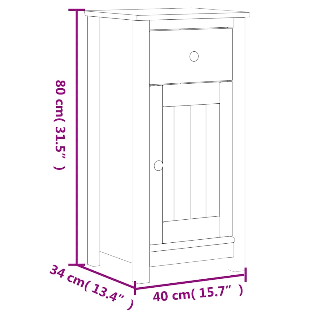 Meubles de salle de bain 3 pcs BERG noir bois de pin massif