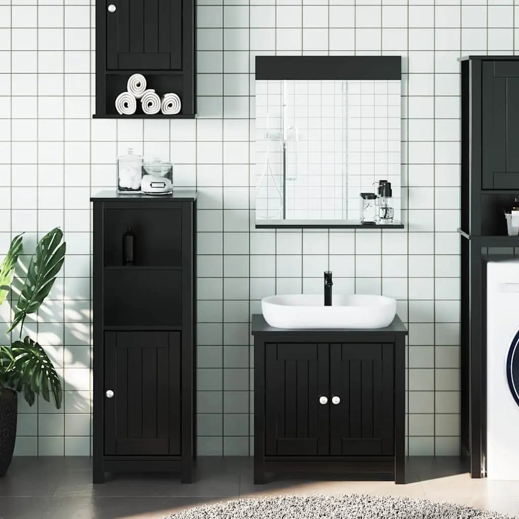 Meubles de salle de bain 3 pcs BERG noir bois de pin massif - XIOS
