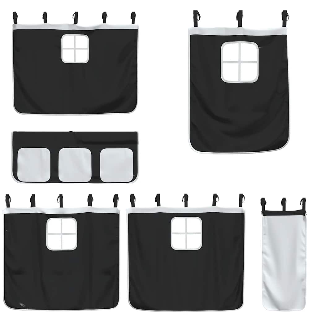 Rideaux pour lit mezzanine blanc et noir polyester - XIOS