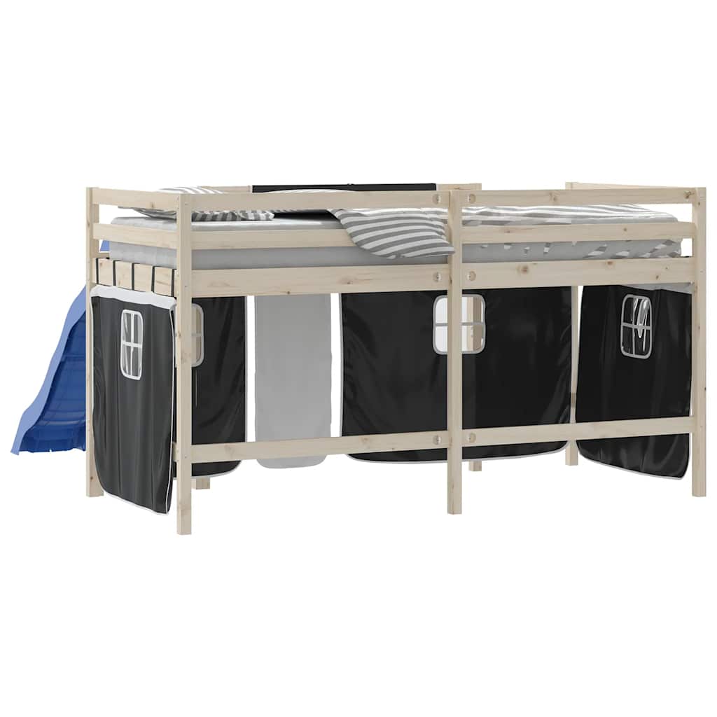 Rideaux pour lit mezzanine blanc et noir polyester - XIOS