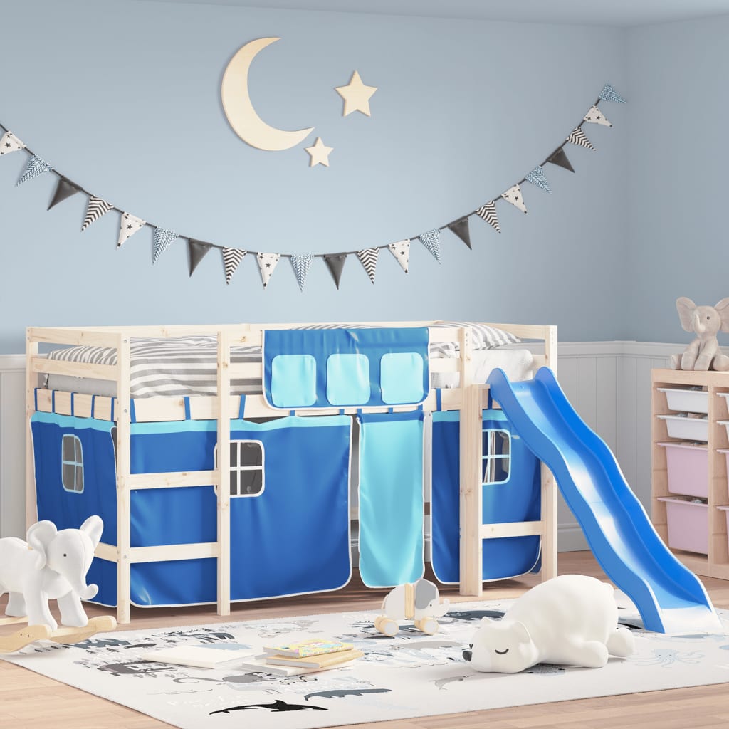 Rideaux pour lit mezzanine bleu polyester - XIOS