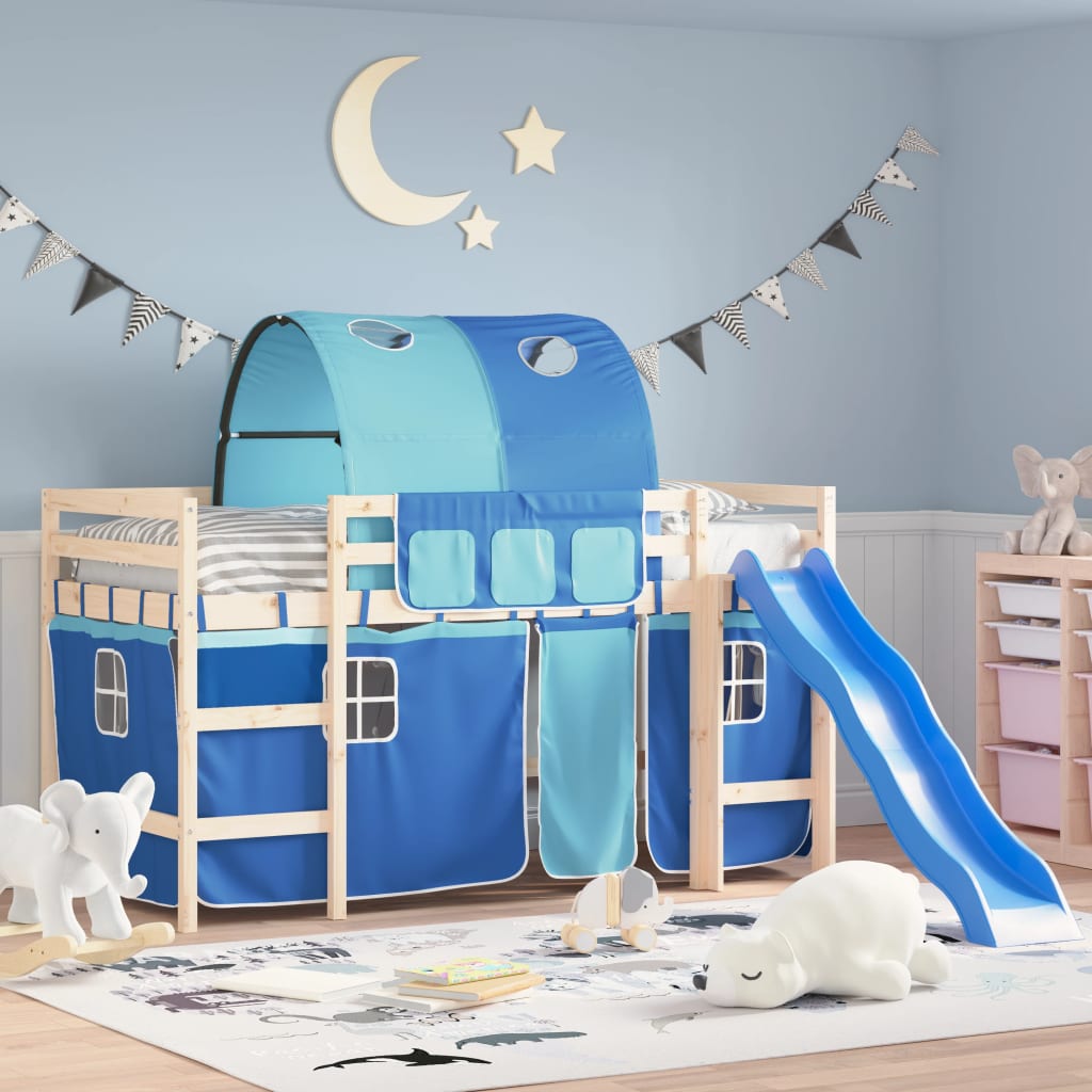 Rideaux pour lit mezzanine avec tunnel bleu polyester - XIOS