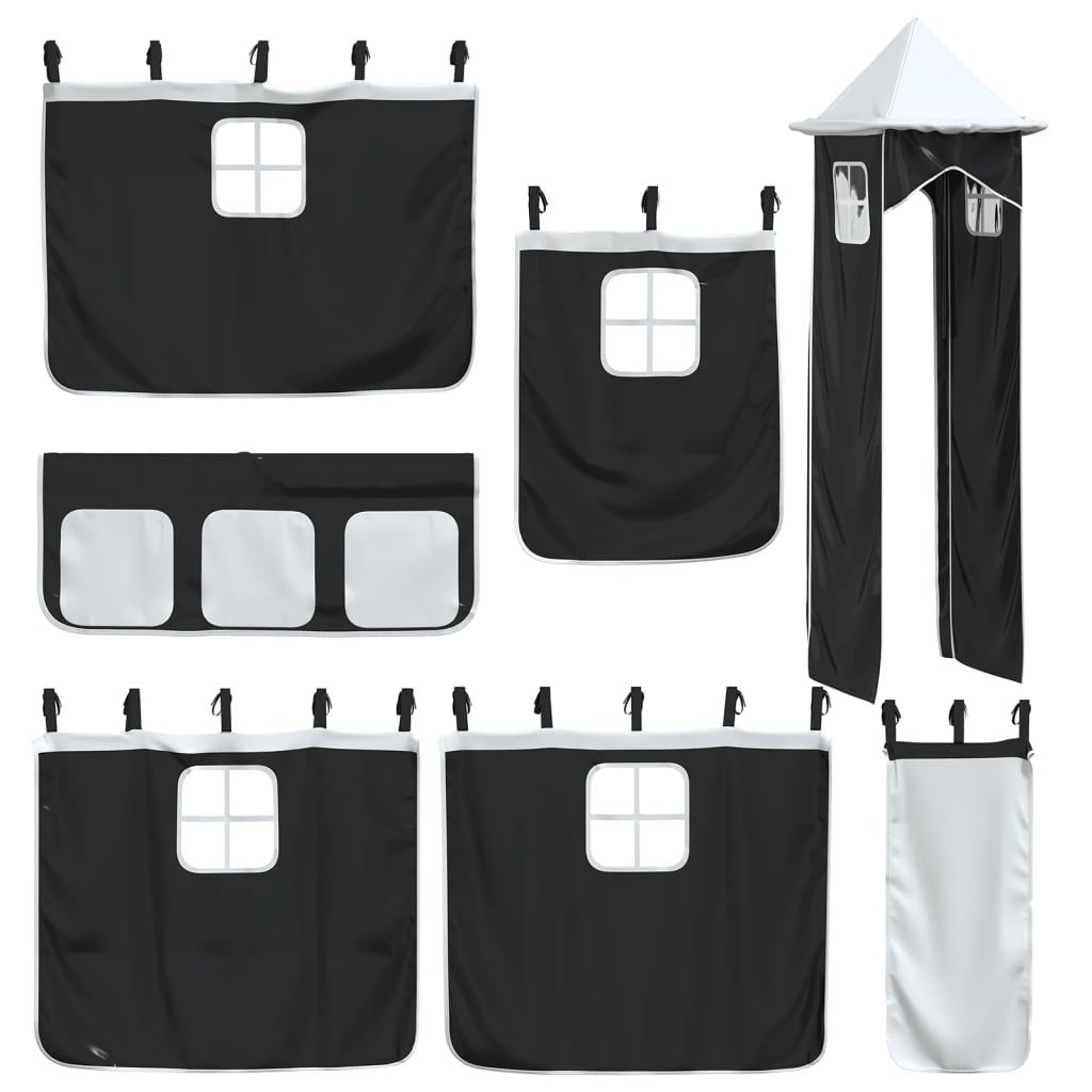 Rideaux pour lit mezzanine avec tour blanc et noir polyester - XIOS