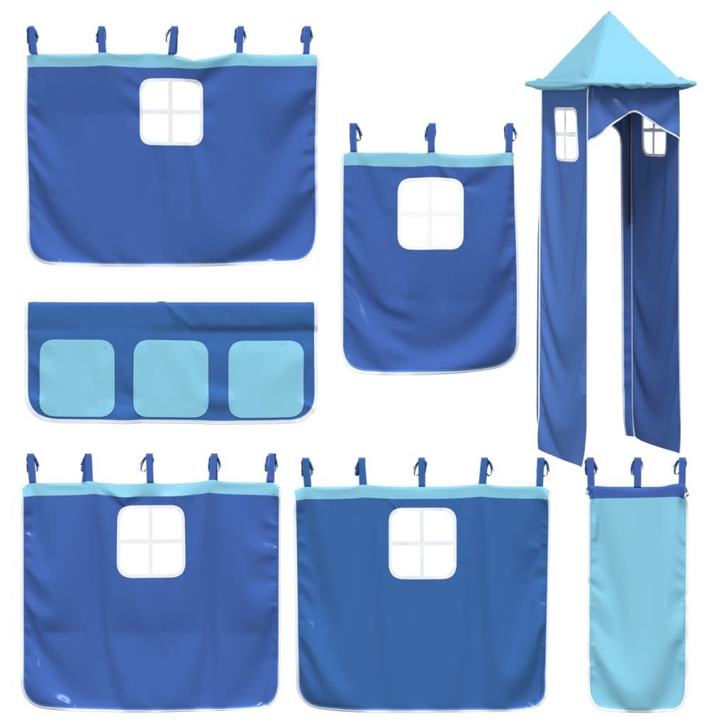 Rideaux pour lit mezzanine avec tour bleu polyester - XIOS