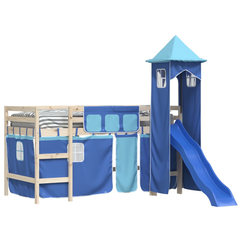 Rideaux pour lit mezzanine avec tour bleu polyester - XIOS