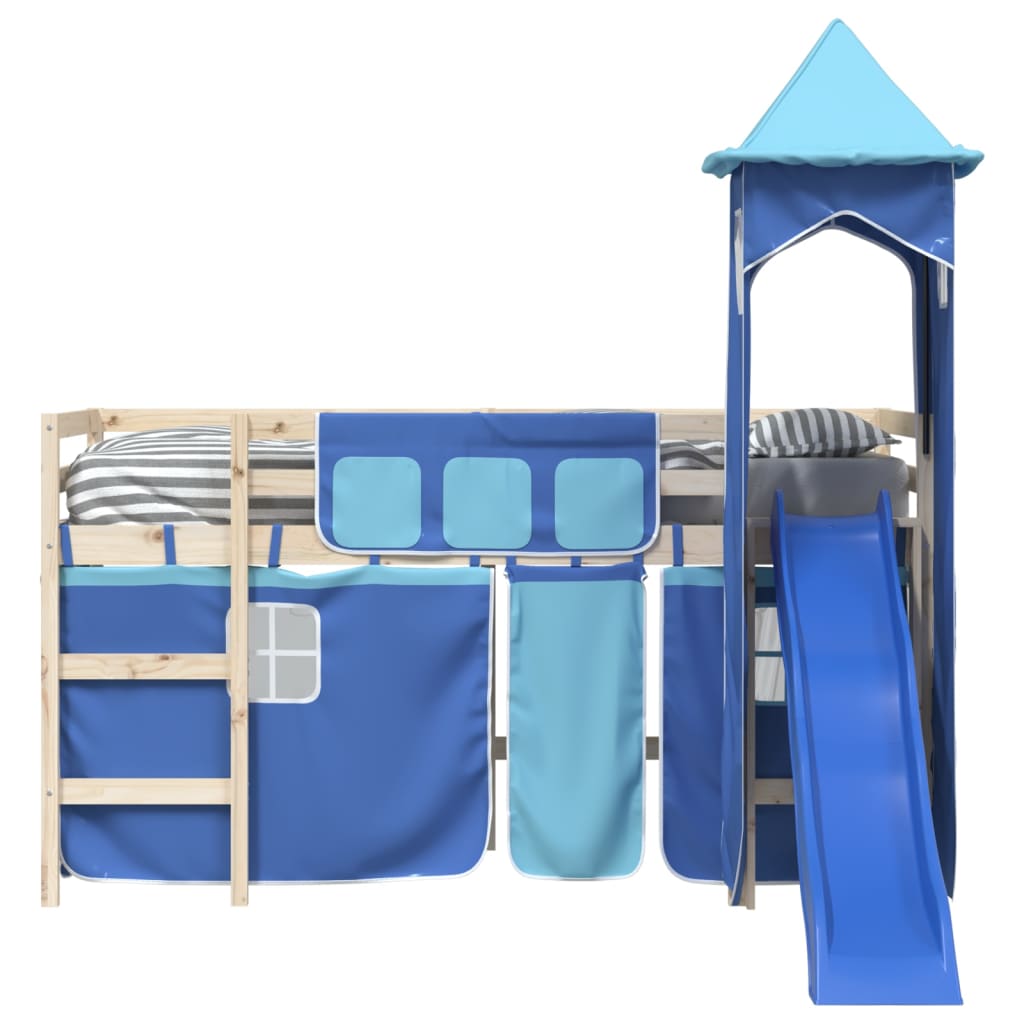 Rideaux pour lit mezzanine avec tour bleu polyester - XIOS