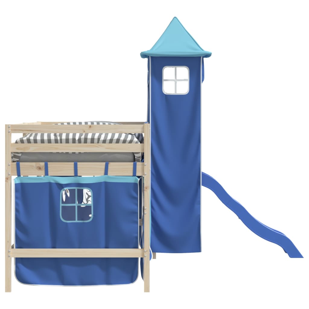 Rideaux pour lit mezzanine avec tour bleu polyester - XIOS