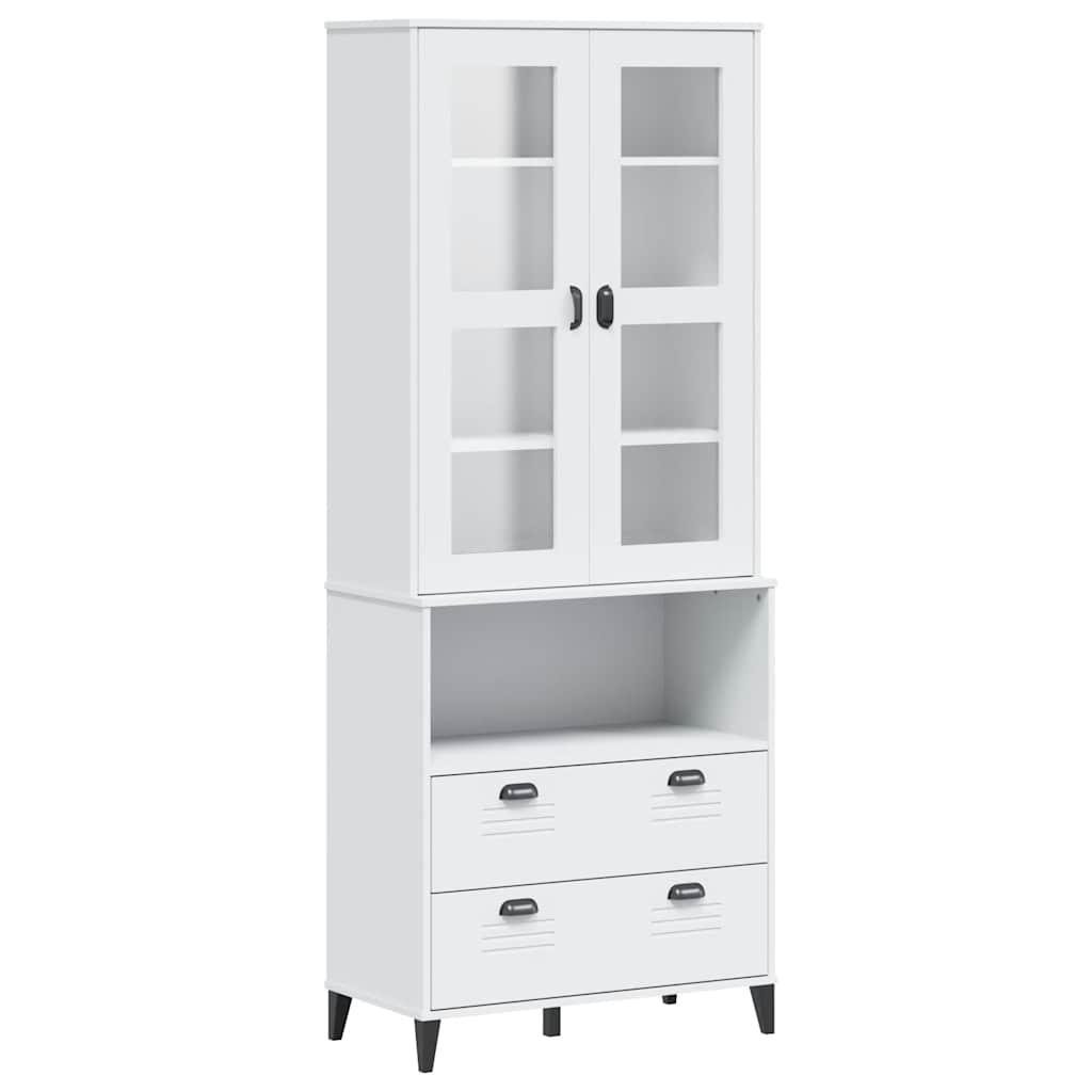 Buffet VIKEN blanc 80x40x200 cm bois massif de pin - XIOS