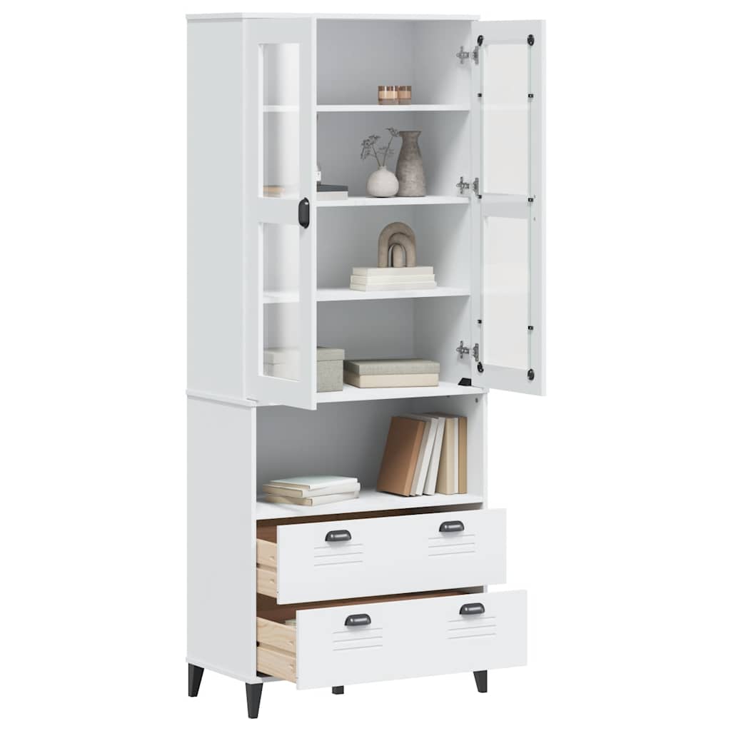 Buffet VIKEN blanc 80x40x200 cm bois massif de pin - XIOS