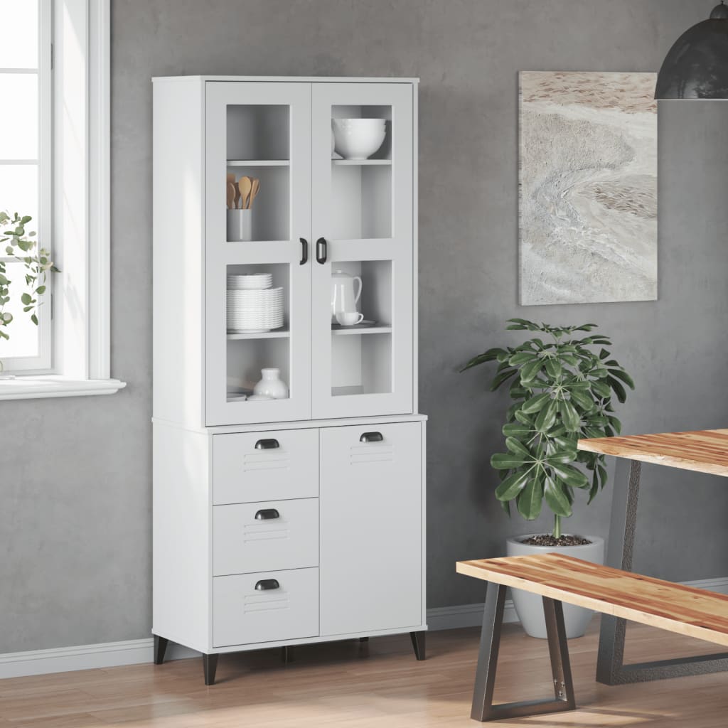 Buffet VIKEN blanc 80x40x190 cm bois massif de pin - XIOS