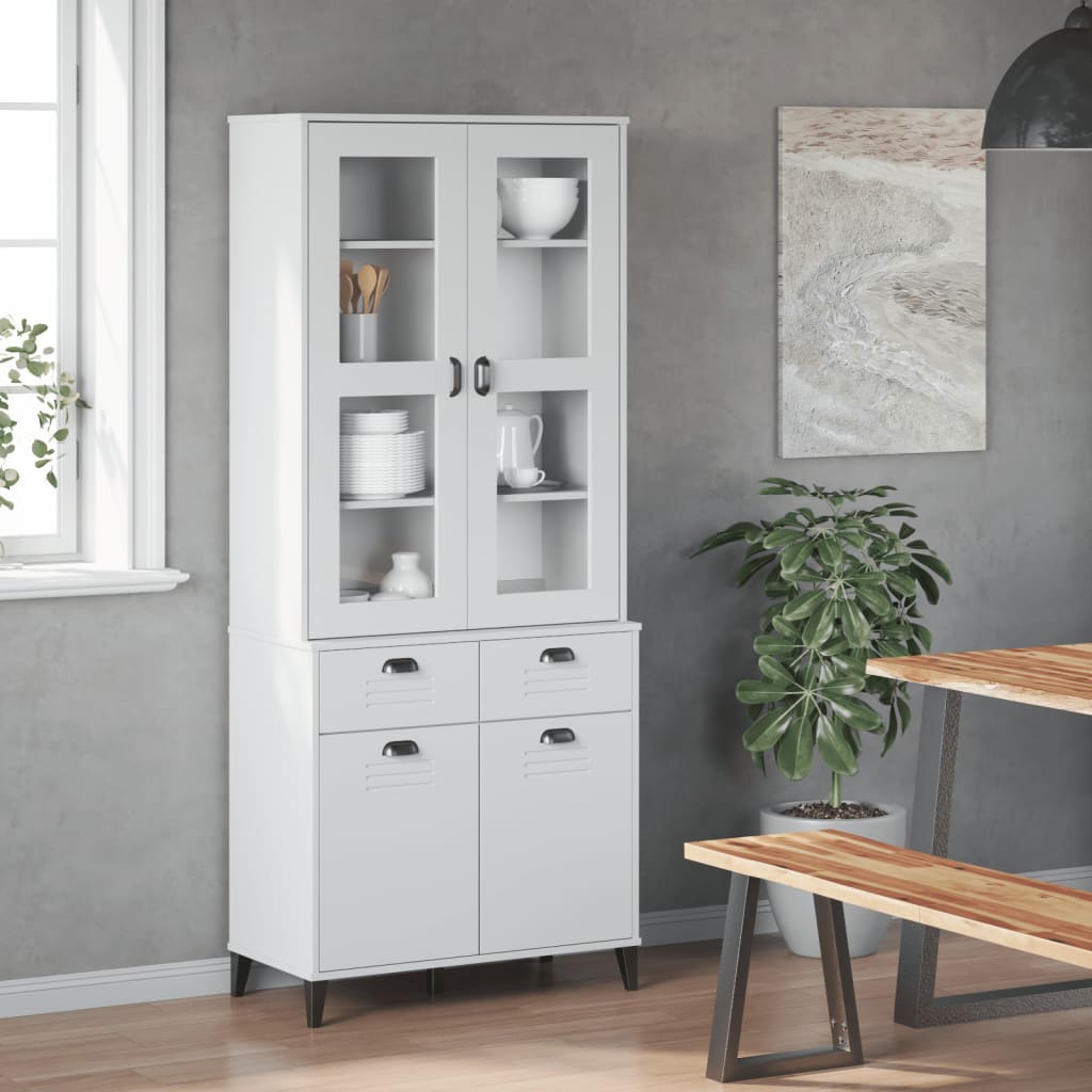 Buffet VIKEN blanc 80x40x190 cm bois massif de pin - XIOS