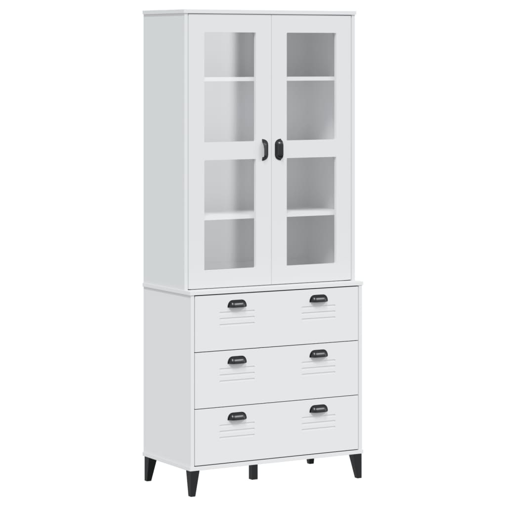 Buffet VIKEN blanc 80x40x190 cm bois massif de pin - XIOS