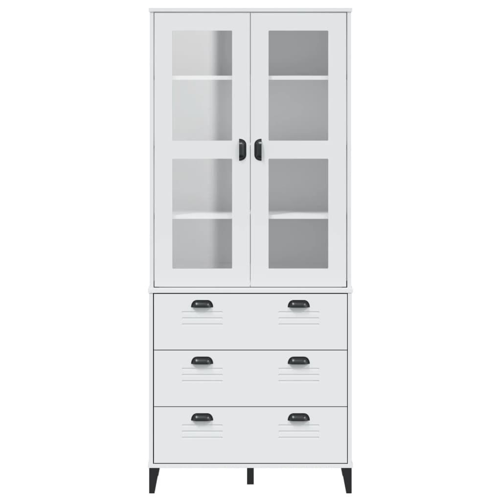 Buffet VIKEN blanc 80x40x190 cm bois massif de pin - XIOS