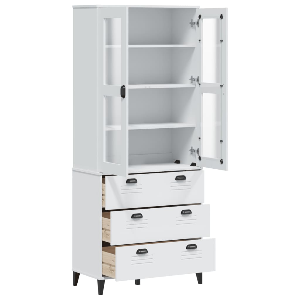Buffet VIKEN blanc 80x40x190 cm bois massif de pin - XIOS