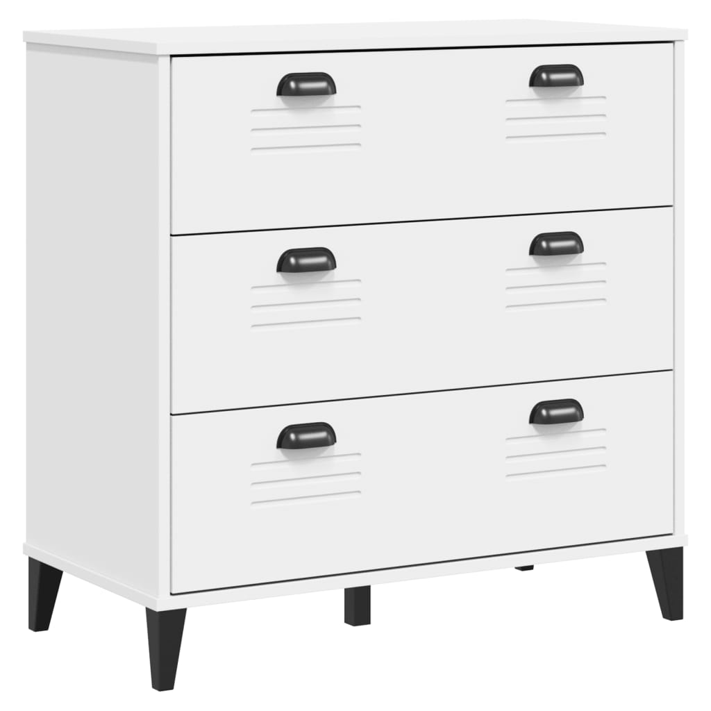 Buffet VIKEN blanc 80x40x190 cm bois massif de pin - XIOS