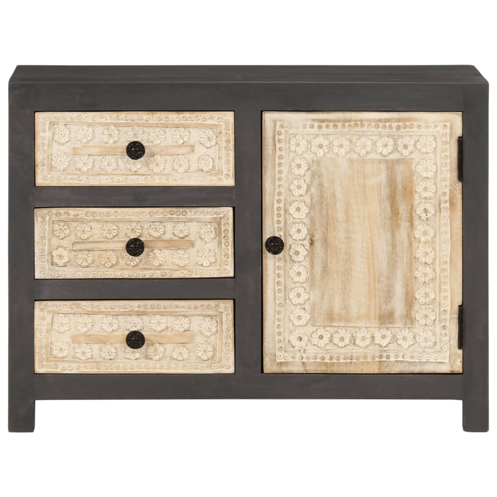 buffet gris et blanc 75x35x55 cm bois de manguier massif