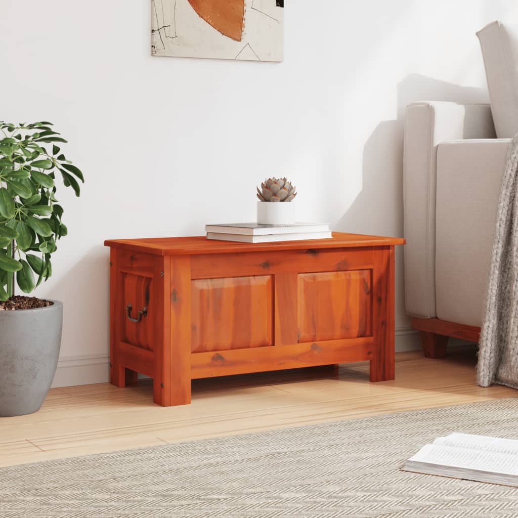 Coffre de rangement avec couvercle marron bois massif d'acacia - XIOS