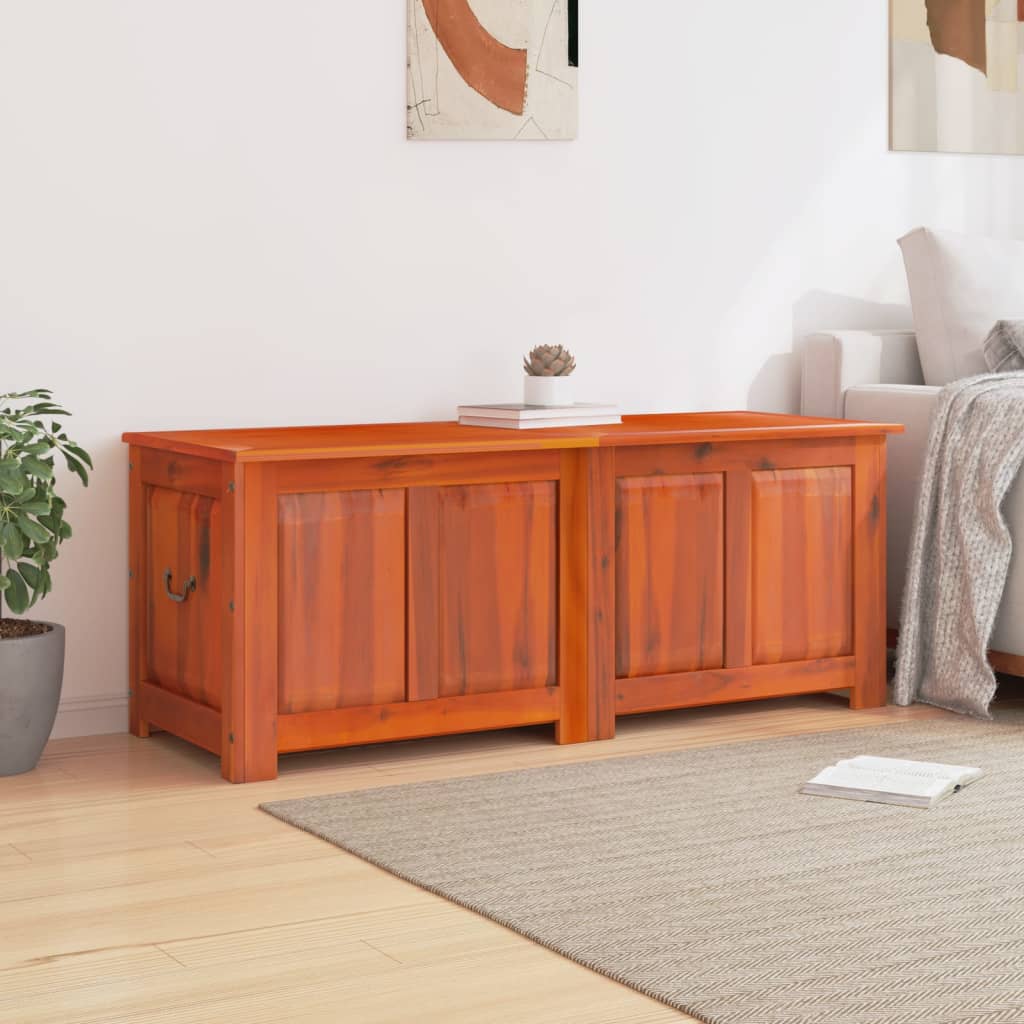 Coffre de rangement avec couvercle marron bois massif d'acacia - XIOS