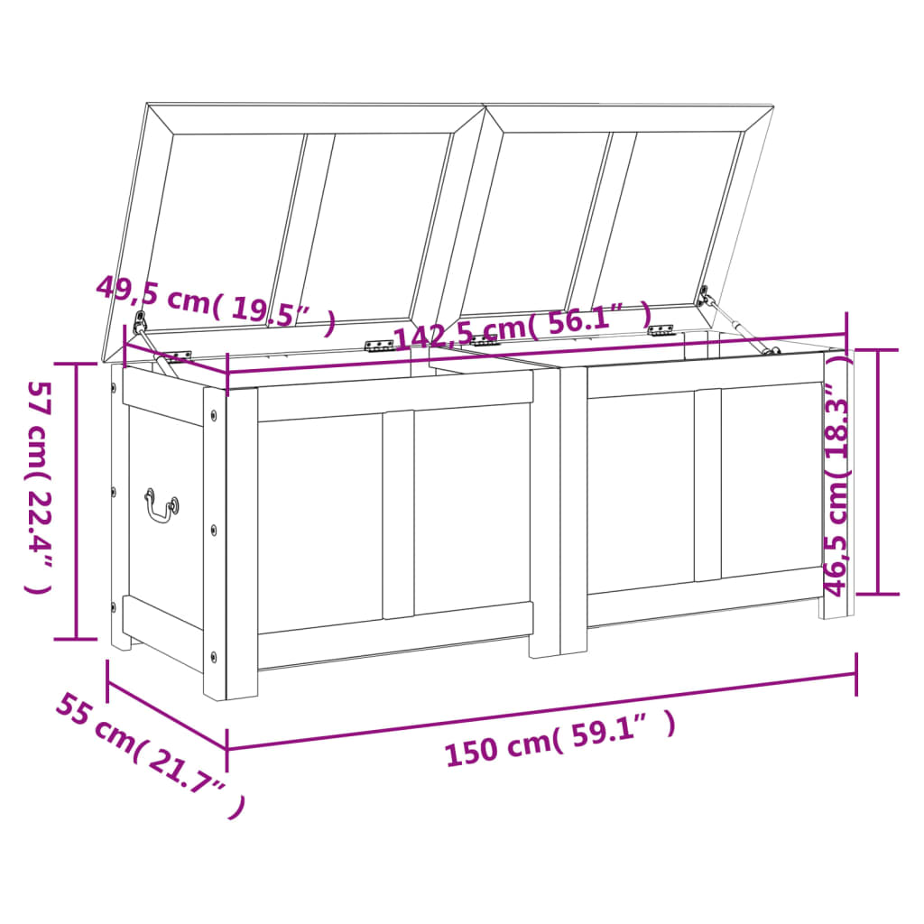 Coffre de rangement avec couvercle marron bois massif d'acacia - XIOS