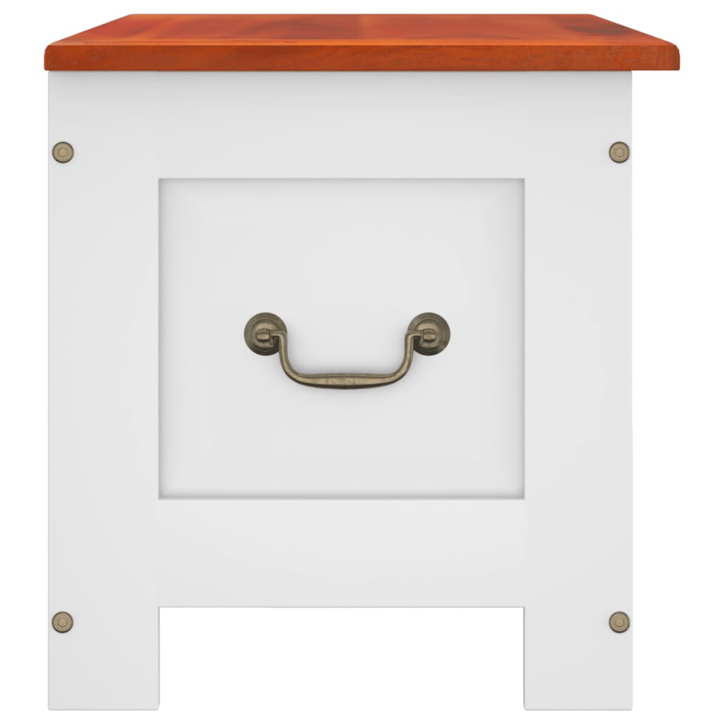 Coffre de rangement et couvercle marron et blanc bois d'acacia - XIOS