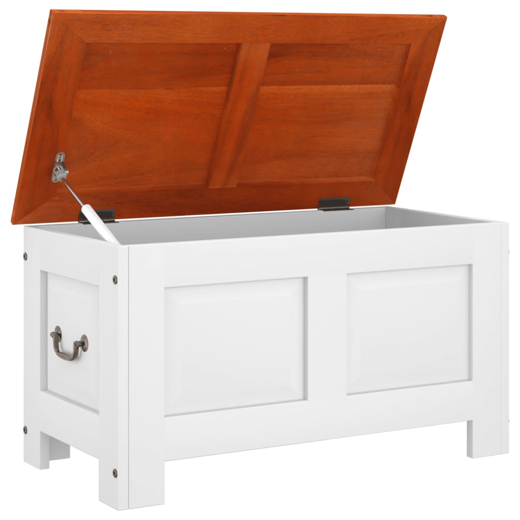 Coffre de rangement et couvercle marron et blanc bois d'acacia - XIOS