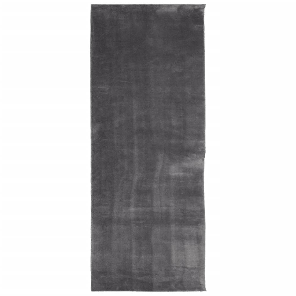 Tapis à poils courts doux et lavable anthracite 80x200 cm Tapis vidaXL