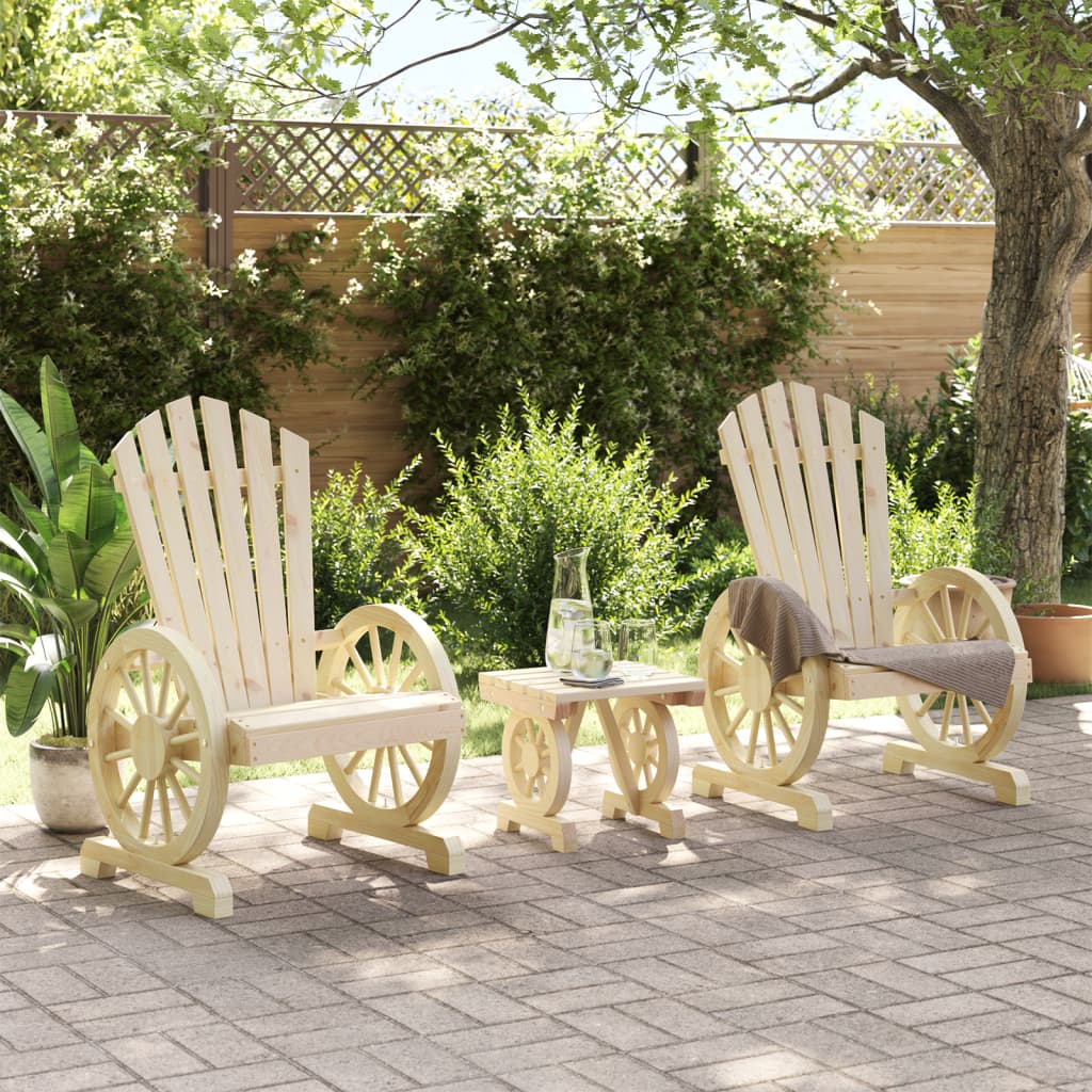 Salon de jardin 3 pcs bois de sapin massif