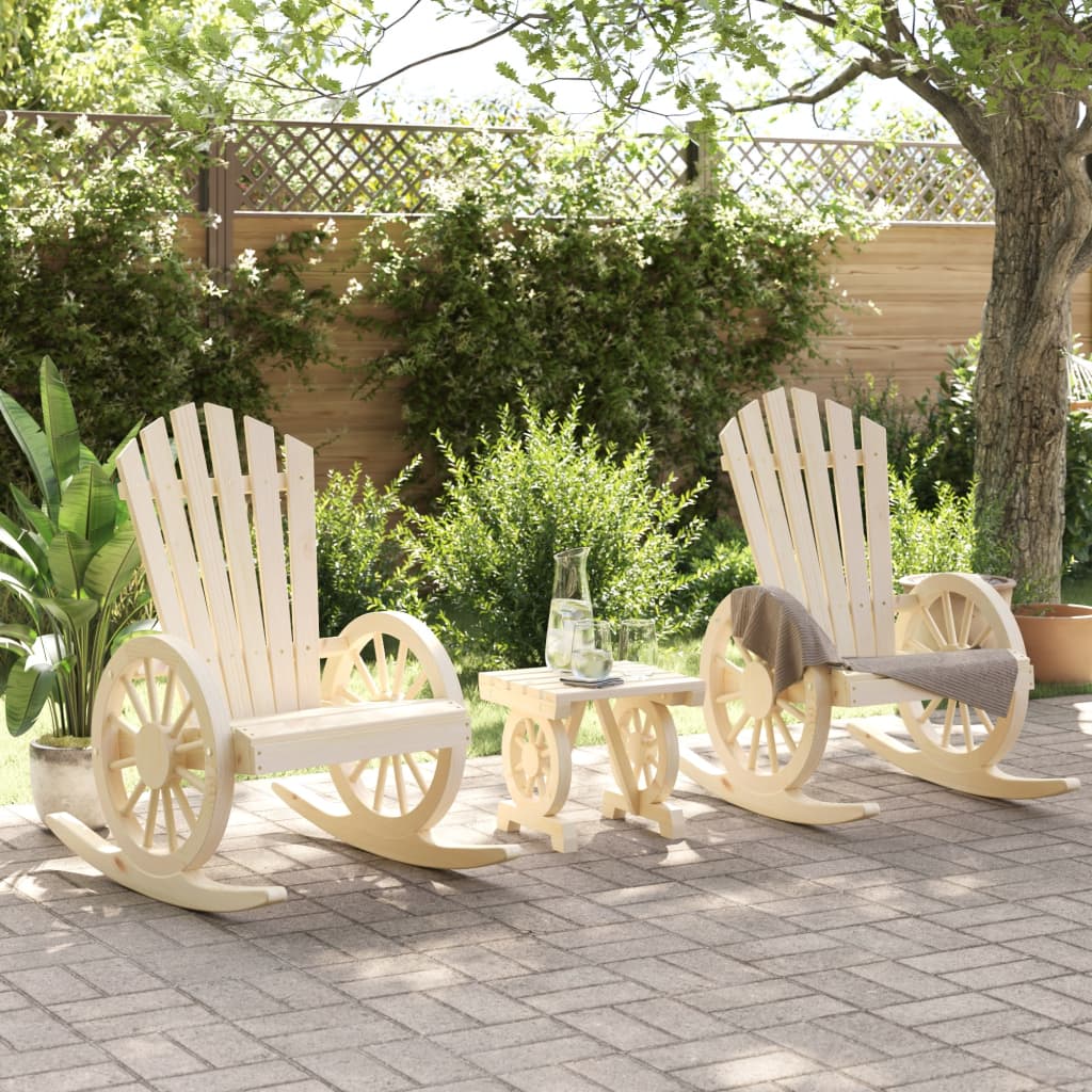 Salon de jardin 3 pcs bois de sapin massif