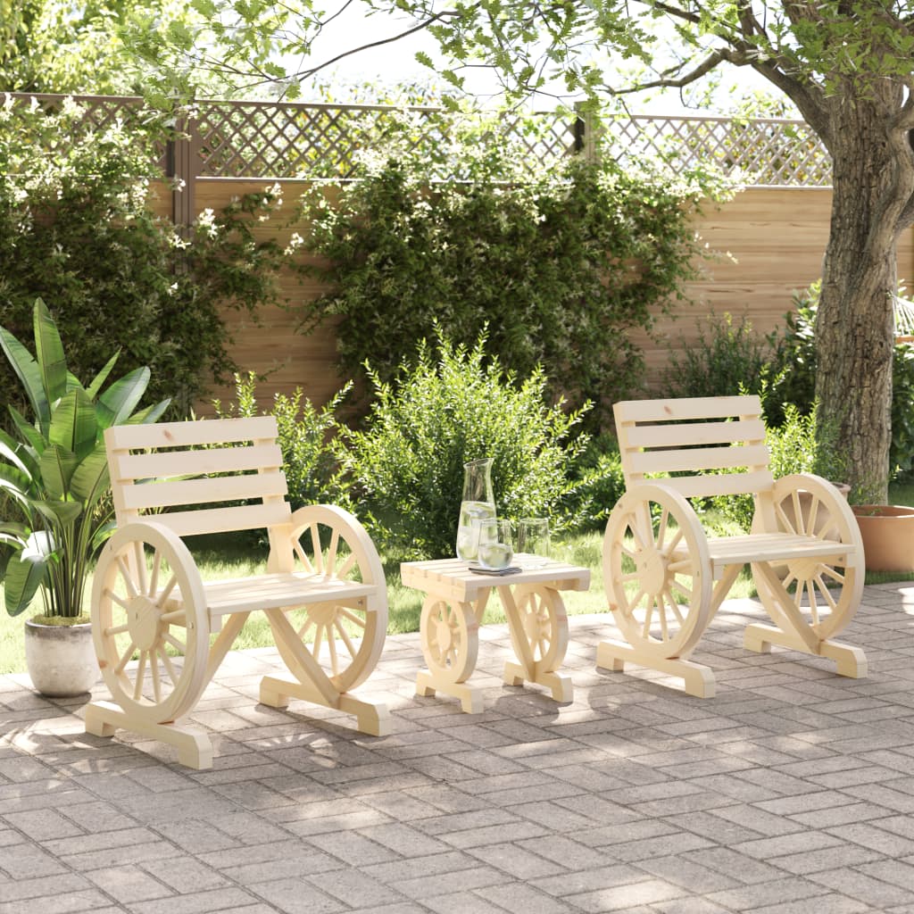 Salon de jardin 3 pcs bois de sapin massif