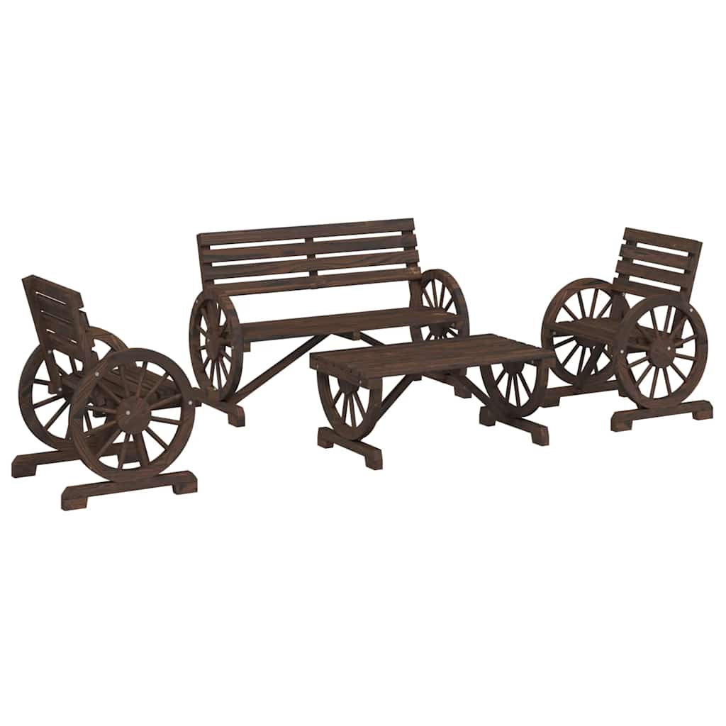 Salon de jardin 4 pcs bois de sapin massif