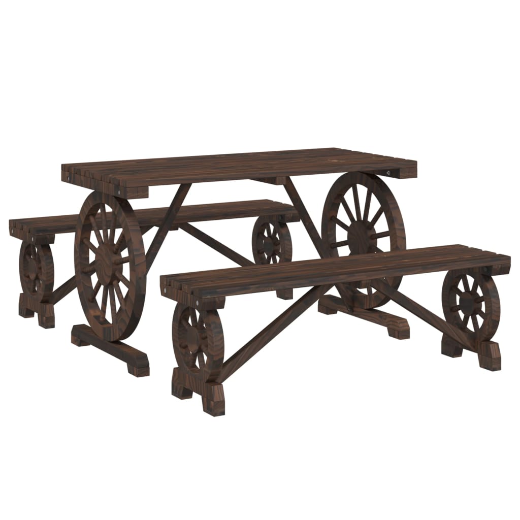 Ensemble à manger de jardin 3 pcs bois de sapin massif - XIOS