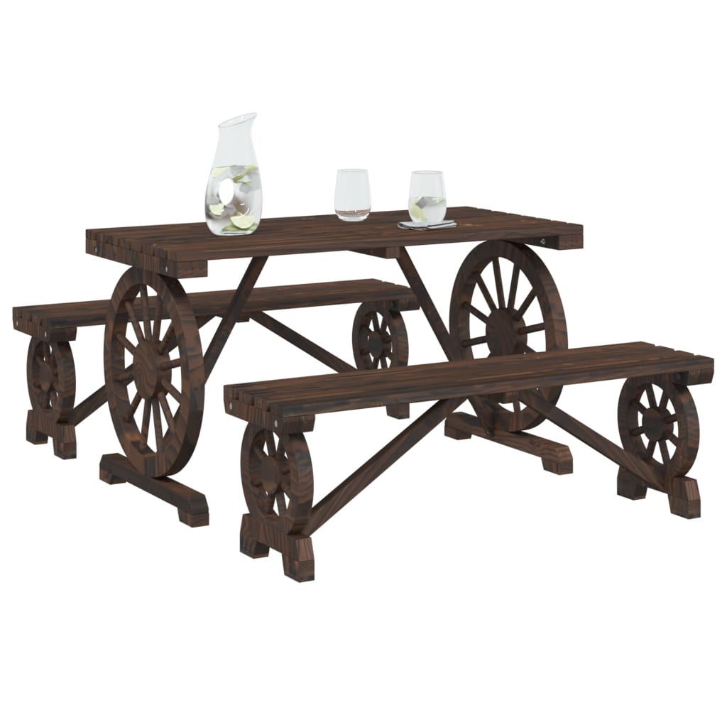 Ensemble à manger de jardin 3 pcs bois de sapin massif - XIOS