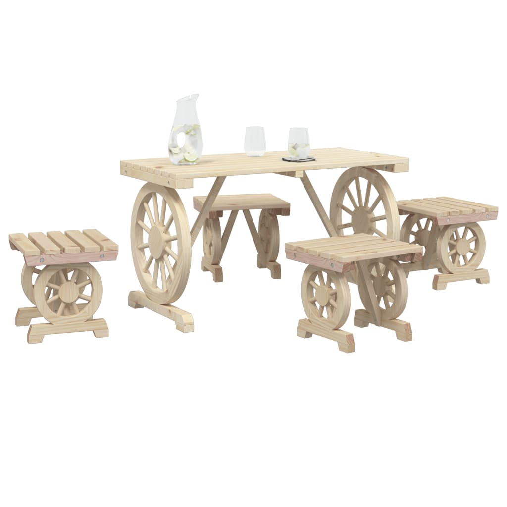 Ensemble à manger de jardin 5 pcs bois de sapin massif
