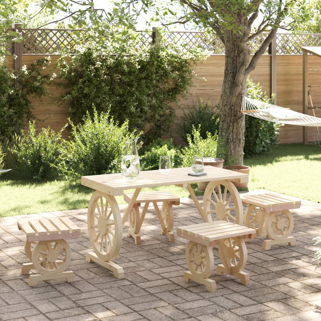 Ensemble à manger de jardin 5 pcs bois de sapin massif