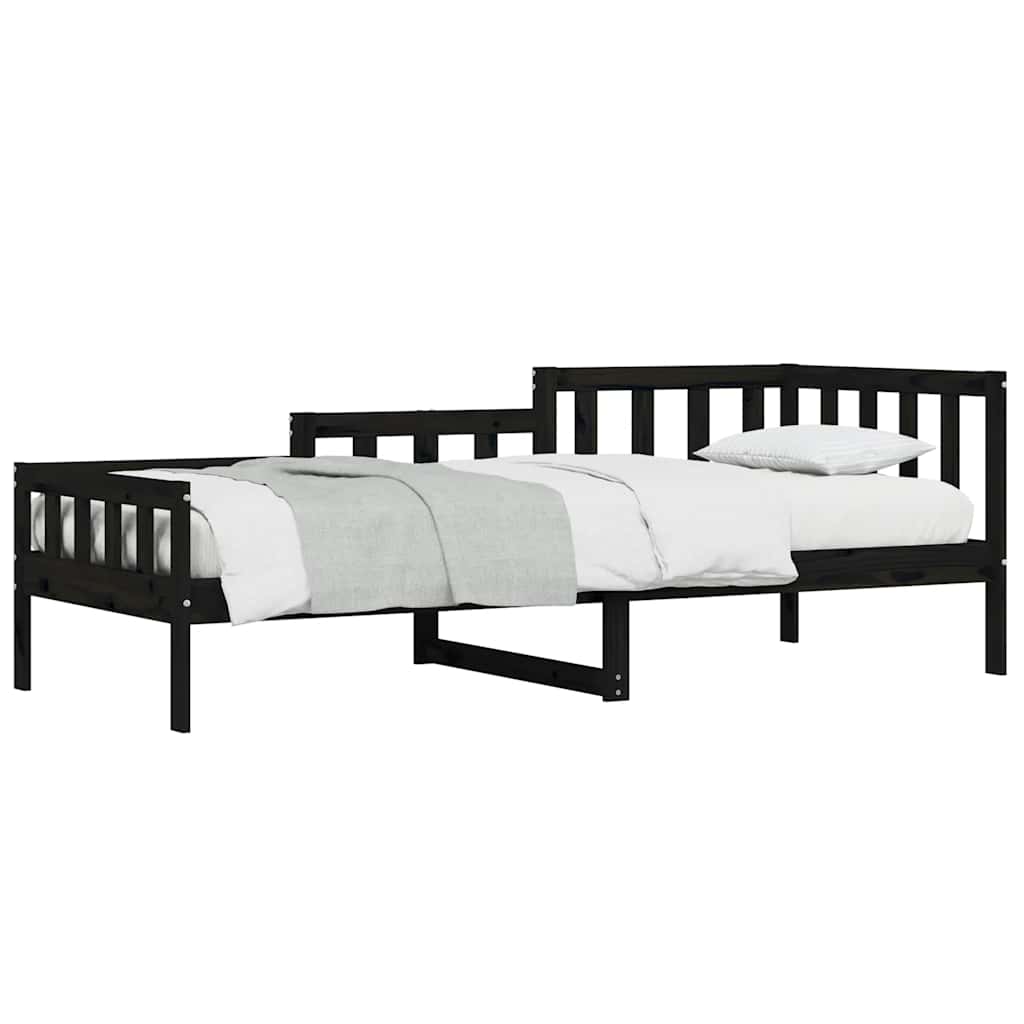 Lit de jour sans matelas noir 80x200 cm bois de pin massif - XIOS