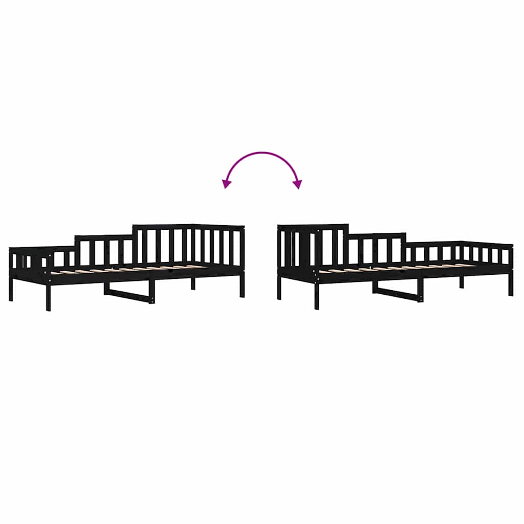 Lit de jour sans matelas noir 80x200 cm bois de pin massif - XIOS