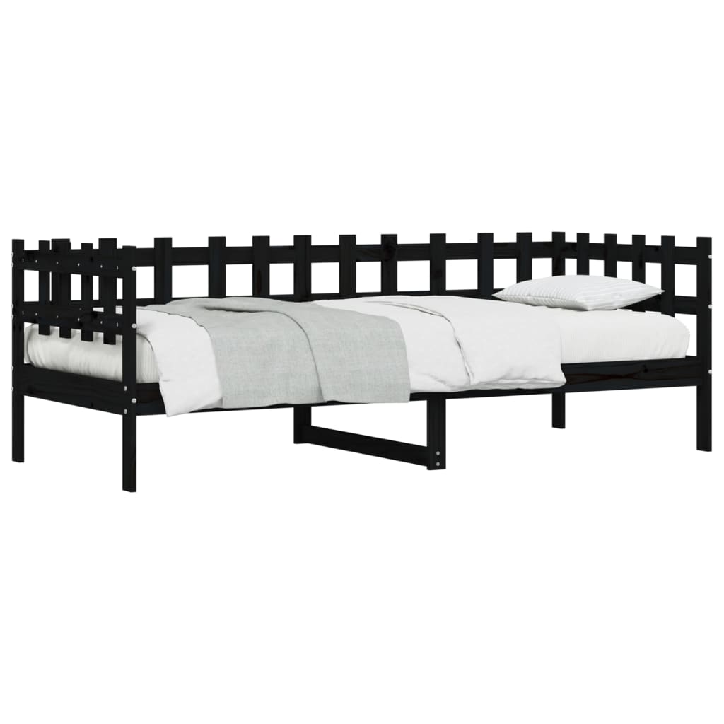 Lit de jour sans matelas noir 80x200 cm bois de pin massif - XIOS