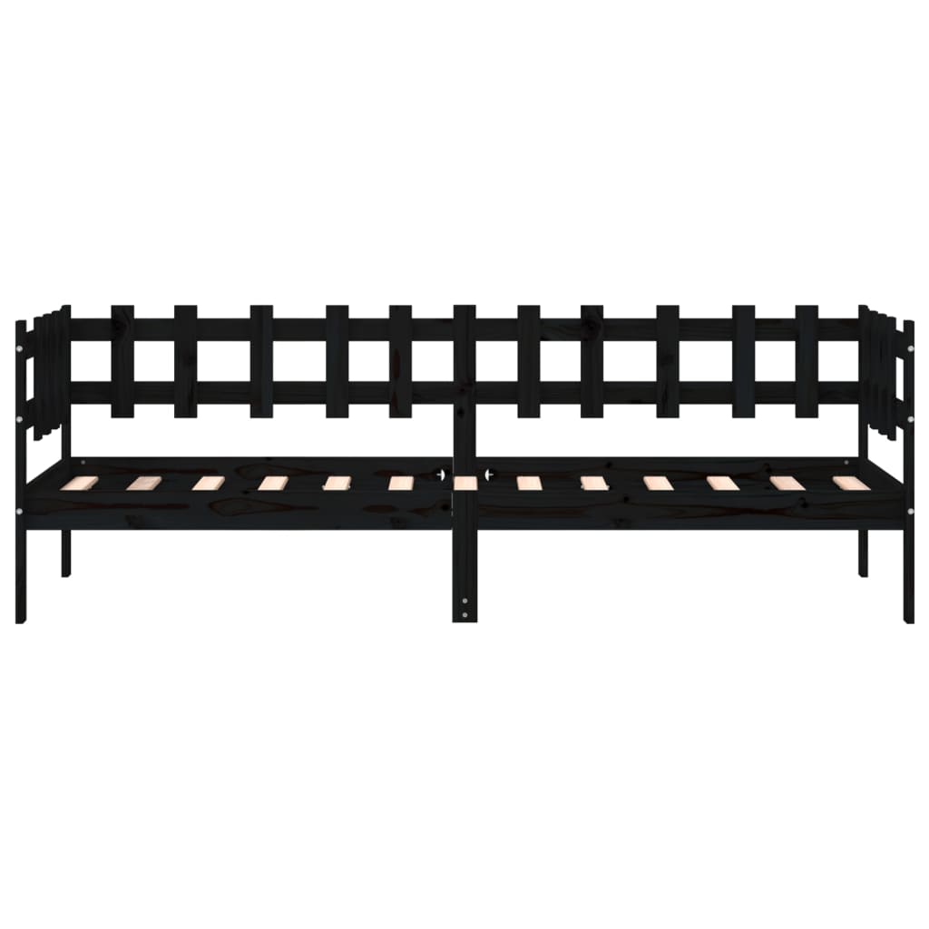 Lit de jour sans matelas noir 80x200 cm bois de pin massif - XIOS