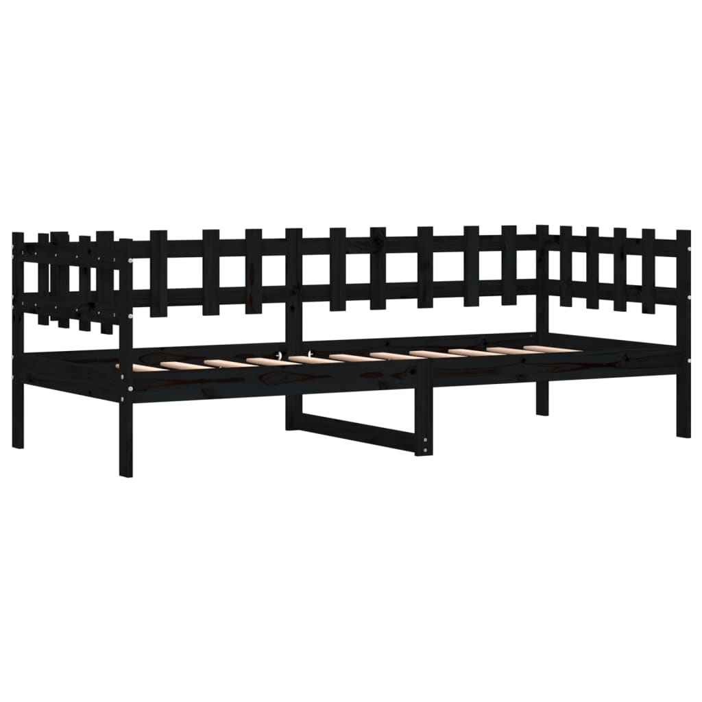 Lit de jour sans matelas noir 80x200 cm bois de pin massif - XIOS