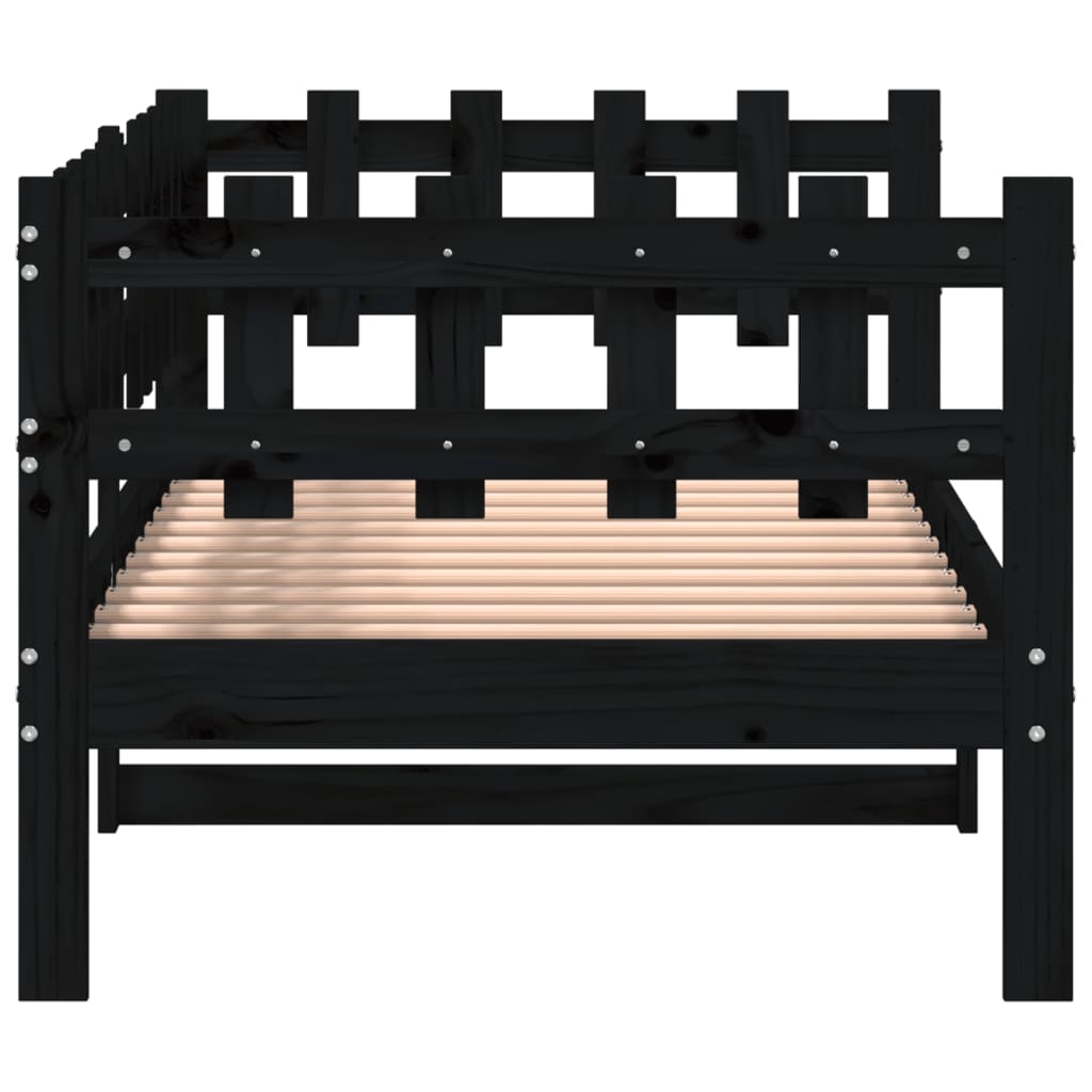 Lit de jour sans matelas noir 80x200 cm bois de pin massif - XIOS