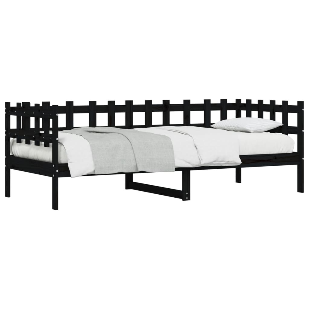 Lit de jour sans matelas noir 90x200 cm bois de pin massif - XIOS