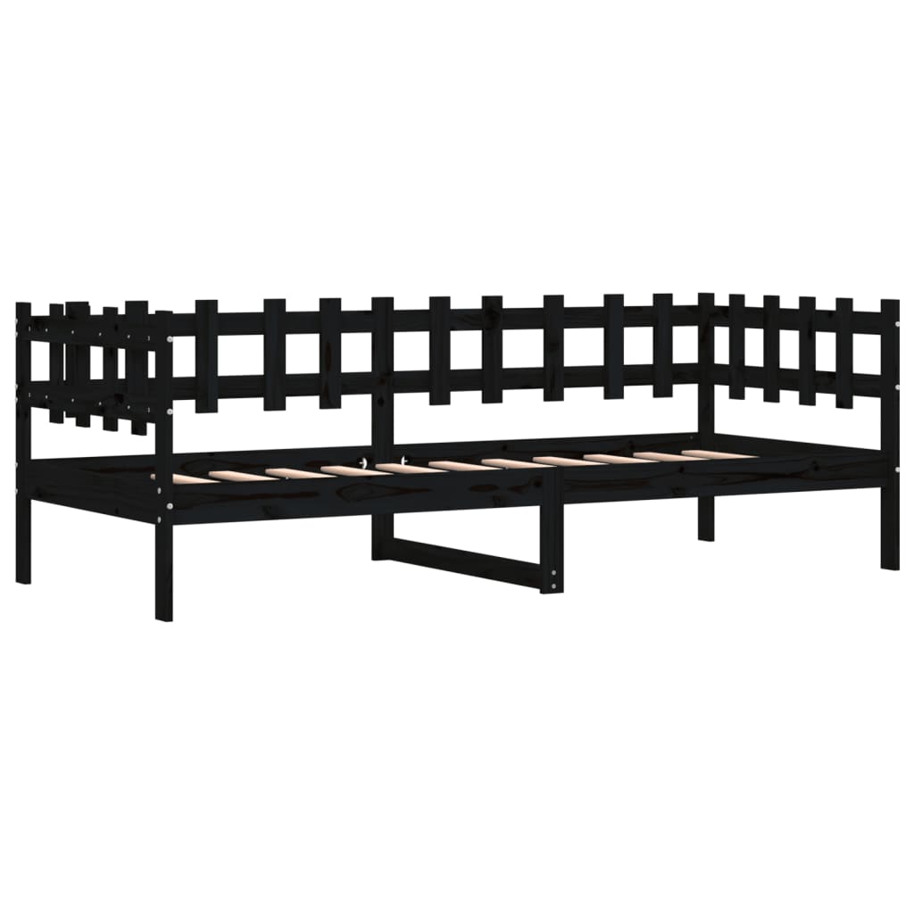 Lit de jour sans matelas noir 90x200 cm bois de pin massif - XIOS