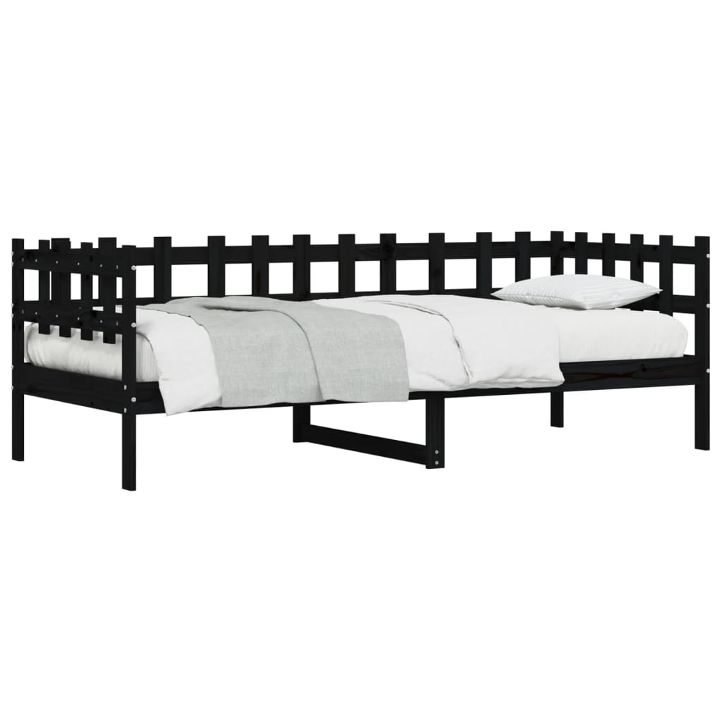Lit de jour sans matelas noir 90x190 cm bois de pin massif - XIOS