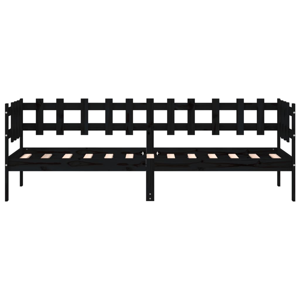 Lit de jour sans matelas noir 90x190 cm bois de pin massif - XIOS