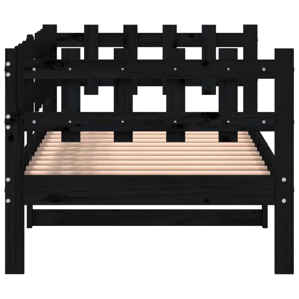Lit de jour sans matelas noir 90x190 cm bois de pin massif - XIOS
