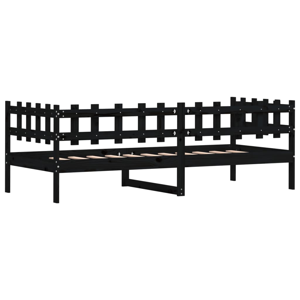 Lit de jour sans matelas noir 90x190 cm bois de pin massif - XIOS