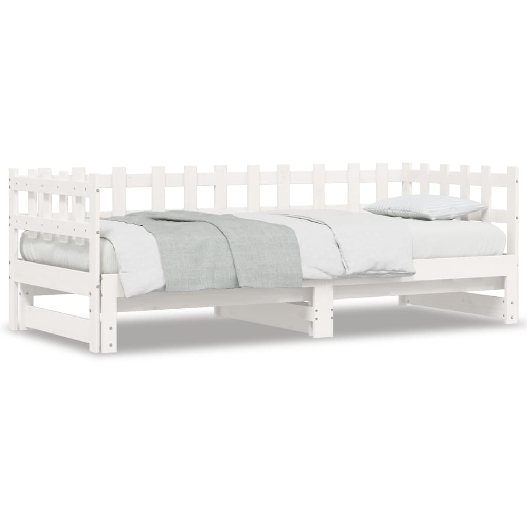 Lit coulissant sans matelas blanc 2x(80x200) cm Bois massif - XIOS